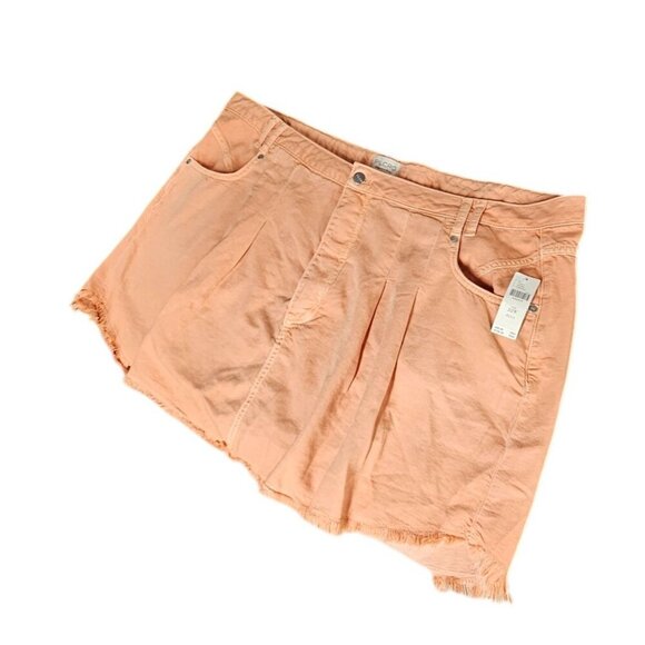 Anthropologie Plus Pilcro Pleated Micro Denim Skirt Orange Lyocell Size 22W NWT - Picture 3 of 9